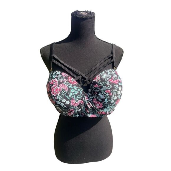 Island soul curve womans plus size 2xl floral bikini top beach fun vacation - Picture 1 of 6